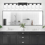 10 Light Bathroom Vanity Lights Over Mirror, 65.4 inch Black Vanity Lights Fixtures with White Glass Shades Matte Black Modern Vanity Lights Black Bathroom Wall Lighting for Mirror Bedroom