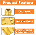 GASHER Brass Reducing Hex Nipples,1/2 Inch NPT Male x 3/4 Inch NPT Male Brass Pipe Adapter Fittings Reducing Nipples Connector（8Pcs）