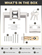 6 Pack Entry Door Levers with Lock and Key, Brushed Nickel Keyed Alike Lockset Combo Pack, Entrance Door Handles for Office and Front Door, Door Knobs Lockset (Each with 3 Keys)