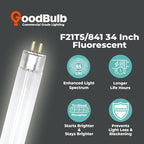 GoodBulb 21-Watt 34 Inch T5 Fluorescent Light Bulb 4100K Cool White Color Medium Bi-Pin Base 2100 Lumens 85 CRI 36000 Life Hours Instant/Programmed Start Pack of 40 Bulbs