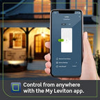 Leviton Decora Smart Dimmer Plug, Wi-Fi 2nd Gen, Works with Matter, My Leviton, Alexa, Google Assistant, Apple Home/Siri & Wire-Free Anywhere Companions for Switched Outlet, D23LP-1RW, White