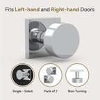 Mega Handles SUANA Dummy Door Knob for Hallway, Closet and Bathroom, Reversible Heavy Duty Design Door Knobs, Fits All Standard Door Sizes, Screws Included - Polished Chrome (2 Pack)