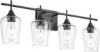 4-Light Bathroom Vanity Lights Over Mirror, 24 Inch Black Vanity Light for Bathroom, Modern Bath Wall Sconce Lighting with Clear Glass, WL9167-4B