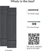 Board & Batten Vinyl Shutters (1 Pair) | 11"x39" (3-Board) - Cornerstone Grey | Exterior Window Shutters | Includes Mounting Hardware | Simple Installation | Made in USA