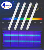 amgolibi 18 Inch 15 Watt U V/A Black Light Bulb F15T8/BL Replacement T8 BL Fluorescent Lamps for 30W Machine 350BL 365-nm Blue Light 4 Count