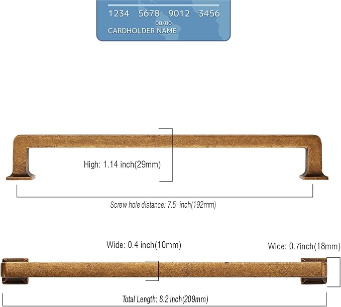 6 Pack Antique Brass Cabinet Pulls 7.5 Inch Kitchen Cabinet Handles Vintage Drawer Pulls Kitchen Handles for Cabinets Retro Dresser Pulls Drawer Handle