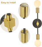 2 Lights Bathroom Wall Sconce Vanity Modern Industrial Wall Lamp Pole Wall Mount Lighting Fixture（Gold/Black Color）