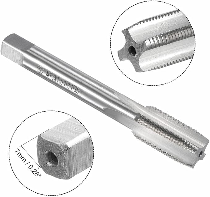 12mm x 1 HSS Metric Tap and Die Set Right Hand Thread,Tapping DIY Tool 3pcs (M12 x 1mm)