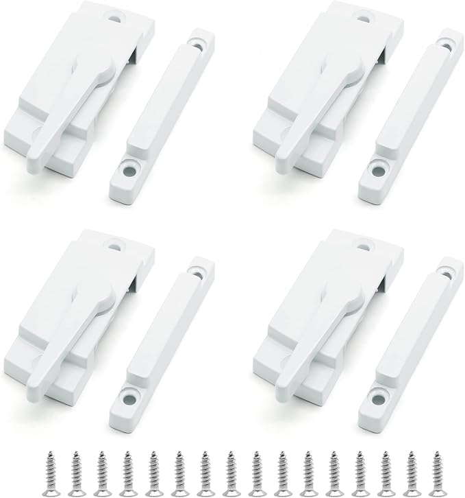 Uenhoy 4 Pack Cam Action Window Sash Locks for Double Hung Windows, White Sash Window Locks for Vertical & Horizontal Sliding Windows