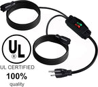 2 Way Extension Cord with On/Off Switch 3 Prong Outdoor Extension Cord Splitter, Heavy Duty Extension Cord with SJTW 14AWG 15A/125V and 18AWG 10A/125V(6 Ft, Black)