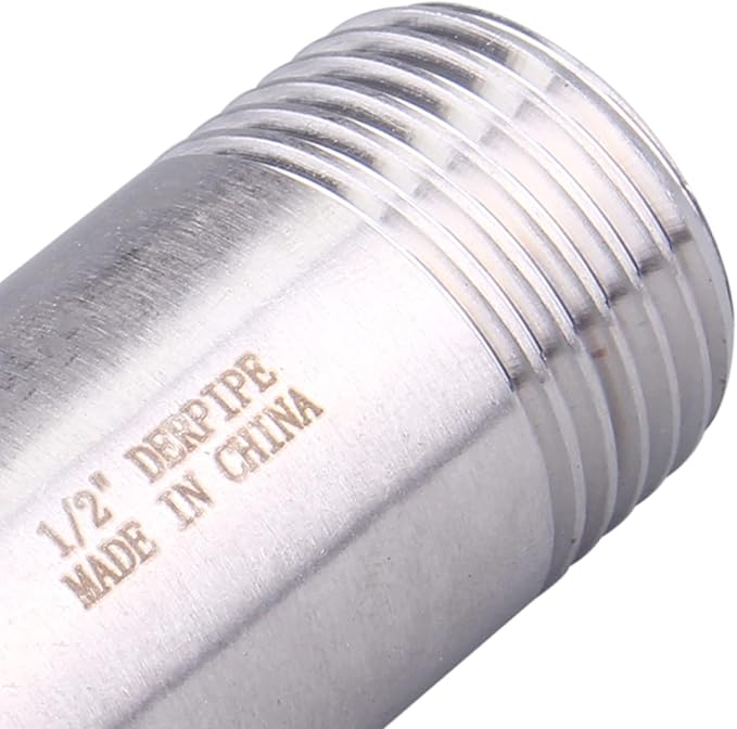 1/2" X 1/2" NPT Male Nipple Fitting - Stainless Steel Threaded Long Coupling Pipe Fitting 2" Length (pack of 2)