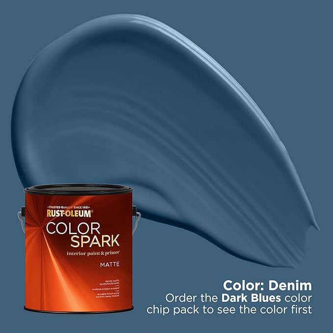 Rust-Oleum Color Spark Interior Paint and Primer in One, Matte, Denim, 1 Gallon