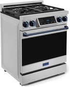 Gordon Ramsay by THOR Kitchen 30 Inch Professional Gas Range with Tilt Panel Touch Control in Stainless Steel/Navy Blue
