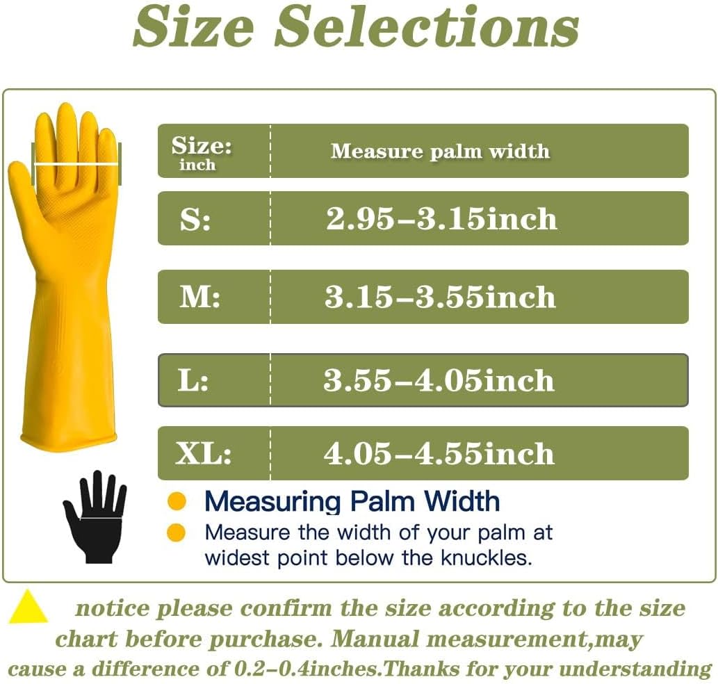8 Pairs Reusable Household Cleaning Gloves, Rubber Kitchen Dishwashing Gloves,Extra Thickness, Long Sleeves, for Washing Dishes, Pet Care(X-Large, Yellow)