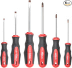 ROTATION 6PCS Magnetic Tip Screwdriver Set, 3 Phillips and 3 Flat, Red Tip | Red, Gloss, S2 Steel)