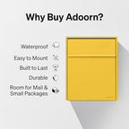 Wall Mount Mailbox - Large, Anti-Theft Locking Mailbox, Weatherproof Mailboxes for Outside The House, 18.5" H x 15" L x 7.5" D (Curb Yellow)