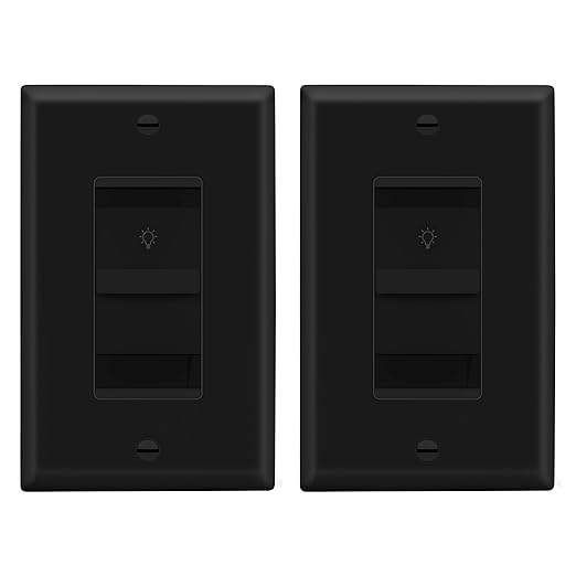 LIDER Dimmer Switch for Dimmable 200W LED/CFL Lights, Single Pole, 120 V, Modern Upgrade, UL Listed, Wall Plate Included, Black, 2 Pack