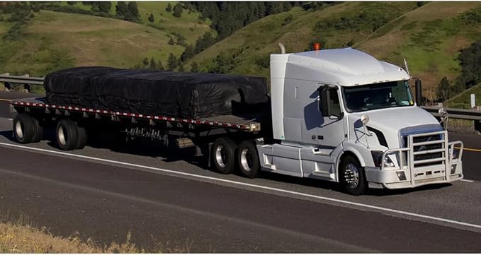 Mytee Products 24' x 27' Flatbed Trailer Lumber Tarp with 8 FT Drop - Heavy Duty Green 18 Oz Vinyl Waterproof Tarp for Truck/Trailers to Protect Cargo from Wind, Rain, Snow, and Sun