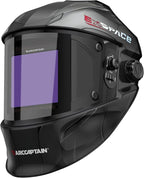 ARCCAPTAIN Large Viewing Screen 3.93"X3.66" Welding Helmet, True Color 1/1/1/1 Solar Power Auto Darkening Welding Hood with 4 Arc Sensor, Wide Shade 4/5-9/9-13 for TIG MIG ARC, Grey