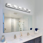 LED Vanity Lighting 30W Lights for Mirror 5 Light Bath Wall Lamps 34 Inch Bathroom Sink Lights over Vanity Modern Long Bath Lights Bars Chrome Wall Sconces Light for Bathroom Restroom 6000K