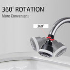 Faucet Aerator Faucet Sprayer Attachment, Kitchen Faucet Head Replacement with 4 Spray Modes, 360° Swivel Faucet Extender Anti-Splash Sink Sprayer Faucet Nozzle Head (Diamond, Black)