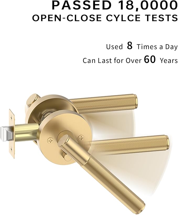 Asidrama 1 Pack Champagne Bronze Privacy Door Handles, Door Lever with Door Knobs Indoor for Bedroom or Bathroom, Heavy Duty Door Handles Interior with Locks for Left Right Sided Doors