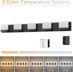 SineRise LED Modern Bathroom Vanity Light Fixtures (5-Light, 40-Inch, 5CCT), Matte Black Modern Acrylic Bathroom Wall Lighting Fixtures Over Mirror (3000K/3500K/4000K/5000K/6000K)