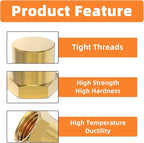 GASHER 1/8"NPT Brass Pipe Cap, NPT Female Thread Socket Pipe End Cap Plugs Fitting 5PCS