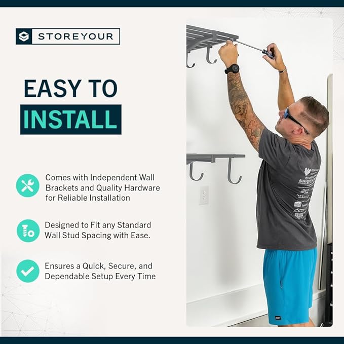 StoreYourBoard 2-Pack Heavy Duty Wall Shelves 2ft x 4ft – Wall-Mounted Garage Storage Shelving and Organization for Sheds, Closets, or Utility Rooms – Holds 200 lbs - Hammered Gray