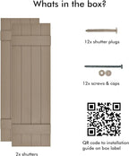 Board & Batten Vinyl Shutters (1 Pair) | 14.5"x43" (4-Board) - Coastal Sand Dune | Exterior Window Shutters | Includes Mounting Hardware | Simple Installation | Made in USA