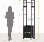 Coat Rack with Laundry Basket, Laundry Hamper Freestanding Hall Tree, Clothes Rack with Storage Shelves, 14.5 Gal Removable Bags on Wheels, Black JLH005B