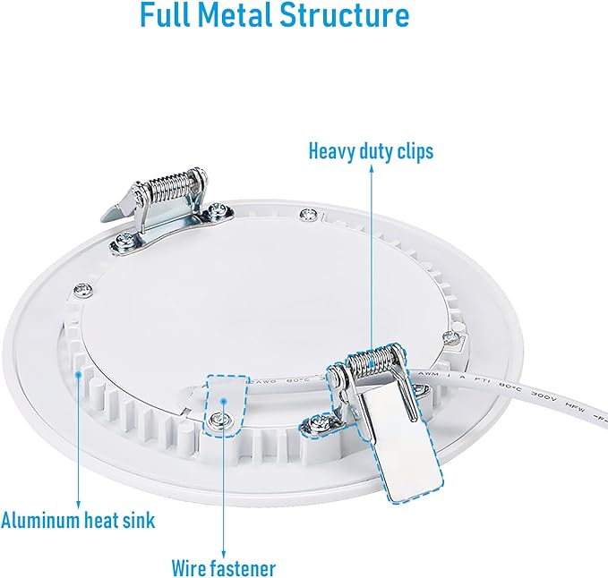 TORCHSTAR Premium Series 4 Inch Ultra-Thin LED Recessed Light with Junction Box, 10.5W Dimmable LED Canless Recessed Ceiling Lights Slim, ETL & ES Listed, CRI90, 5000K Daylight, White, Pack of 6