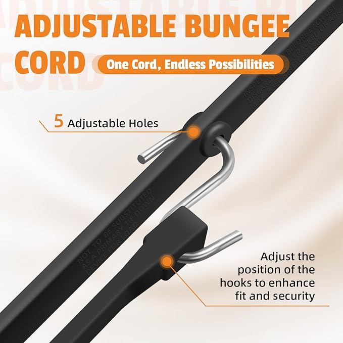 Adjustable 31" Rubber Bungee Cords with Hooks, EPDM Bungee Cord with 150% Max Stretch, Heavy Duty Bungee Straps for Securing Tarps, Canvases, Cargo, Motorcycle, Weatherproof, Pack of 10