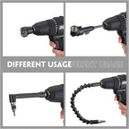 17 Pcs Flexible Drill Bit Extension 105 Degree Right Angle Drill Adapter,360° Rotatable 1/4 3/8 1/2" Impact Grade Socket Adapter Set,90° Angled Bits,Super Bit Shaft Extension Bits,Screwdriver Bit Set
