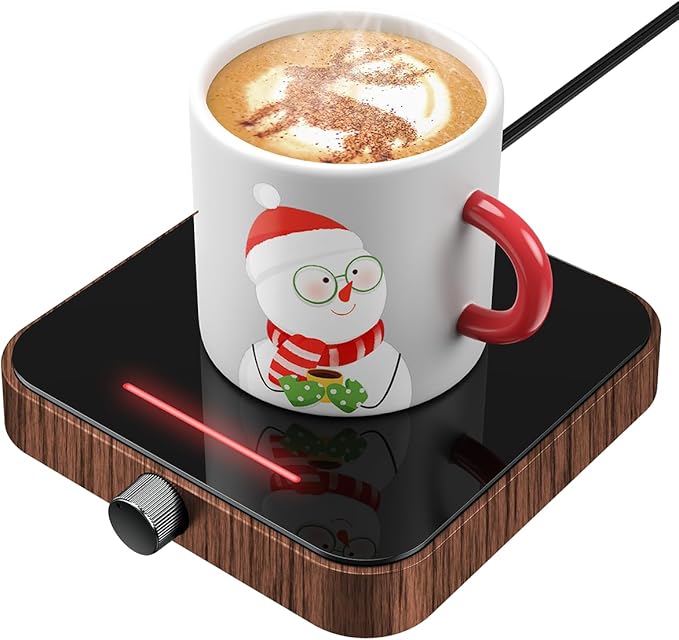 Maestri House Mug Warmer, Electric Coffee Cup Warmer for Desk with 3-Temp Settings,Auto Shut Off, Constant Temperature Heating for Beverage, Milk, Tea and Hot Chocolate at Home & Office (Wood Grain)