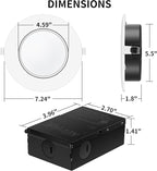 6 Inch Led Recessed Lights 6 Pack,Ajustable Led Eyeball Gimbal Light with Junction Box,5CCT Selectable,15W 1250LM,Dimmable