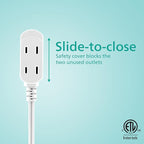 Philips 3-Outlet Flat Plug Extension Cord - 6 Ft, Indoor Use, Safety Slide, 2 Prong White, ETL Listed SPS3613W/37 (Pack of 12)