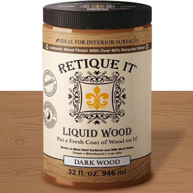 Retique It New and Improved Formula Liquid Wood Coatings - Stainable Primer - Paint It Then Stain it (Dark Wood, Large)