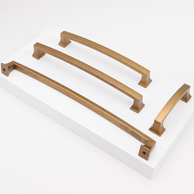 COTYKILEY 10 Pack 12.6 Inch(320mm) Antique Brass Kitchen Cabinet Handles Cabinet Pulls Vintage Drawer Pulls Aged Gold Bronze Kitchen Cabinet Hardware