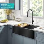 KRAUS Oletto High-Arc Single Handle Pull-Down Kitchen Faucet in Matte Black/Spot Free Black Stainless Steel, KPF-2821MBSFSB