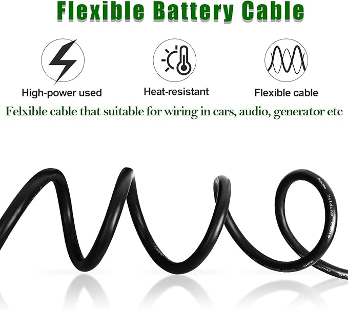 4 Gauge Battery Cable Copper Wire, 50FT Red+50FT Black 4 AWG Welding Cable Standard USA OFC Wire for Automotive, Battery, Solar, Marine and Generator