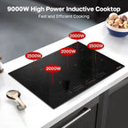 ThermoMate 30 Inch Induction Cooktop, 9000W Built in Induction Stove Top, Electric Cooktop with 5 Boost Burner, 9 Heating Level, Timer & Child Safety Lock, Sensor Touch Control, 240V