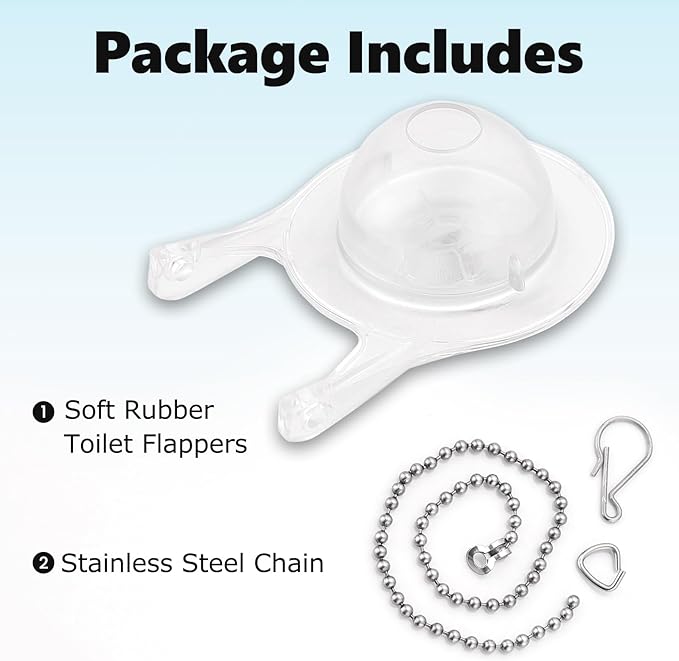 3 Inch Toilet Flappers Replacement for Gerber 99-827, Toilet Flapper with Stainless Chain and Hook, Toilet Replacement Parts (Clear 1 PCS)