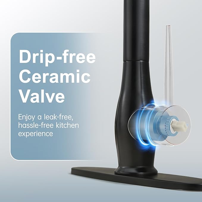 GIMILI Oil Rubbed Bronze Kitchen Faucet with LED Single Handle Kitchen Sink Faucet with Pull Down Sprayer Commercial Double-Headed Stainless Steel Kitchen Faucets Sink with Deck Plate