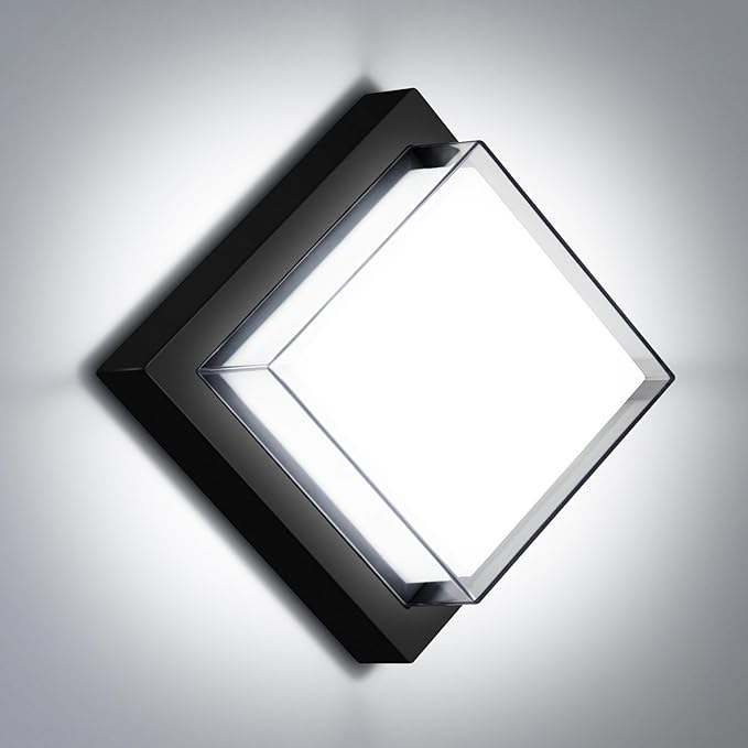 LED Porch Lights 12W 6500K Outdoor Wall Lighting Double-Layer Cover Aluminum Exterior Light Fixture IP65 Waterproof for Patio Stairway Garage Bedroom