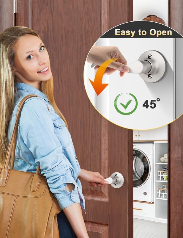 Mengico 10 Pack Satin Nickel Dummy Door Lever, Single Left Side Door Handle for Closets, Non-Turning Pull Only Lever Set, Wave Style Interior Door Knob