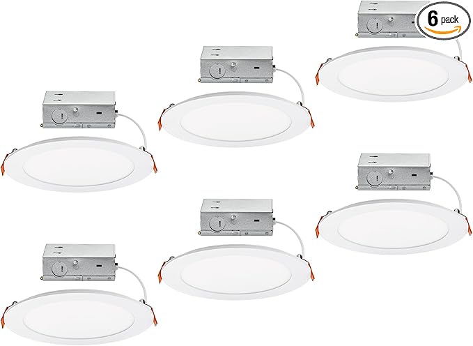 Builder Essential 7in 1,150 Lumens Round LED Recessed Light and Housing for Remodel or New Construction with 5-CCT 2700-3000-3500-4000-5000K in White (Pack of 6) IC-Rated
