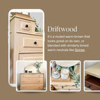 Country Chic All-in-One Chalk Paint for Furniture, Cabinets, Home Decor, Eco-Friendly, Matte Finish, Built-In Primer & Top Coat for Wood, Metal - Driftwood (Brown) - Quart 32 oz (950 ml)