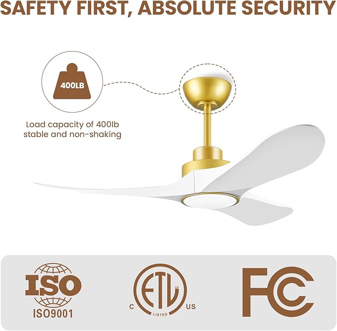 42" Ceiling Fans with Lights, Low Profile Modern Ceiling Fan with Remote Control, DC Motor, Reversible, 3CCT, Dimmable, Noiseless, Indoor Outdoor Ceiling Fans for Bedroom, Living Room, Dining Room