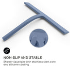 GÜTEWERK Shower Squeegee for Glass Doors, Silicone Window Squeegee, Bathroom and Glass Cleaning - Blue - 11 Inch